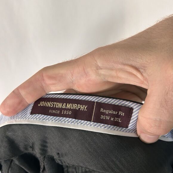 Johnston Murphy Dress Pants Men's 38x30 Grey Regular Fit Stretch Waist - Picture 7 of 9